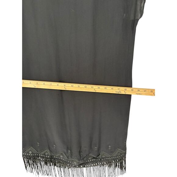 Twelfth Street By Cynthia Vincent Sheath Dress Embroidered Fringe Small 20's - Picture 5 of 10